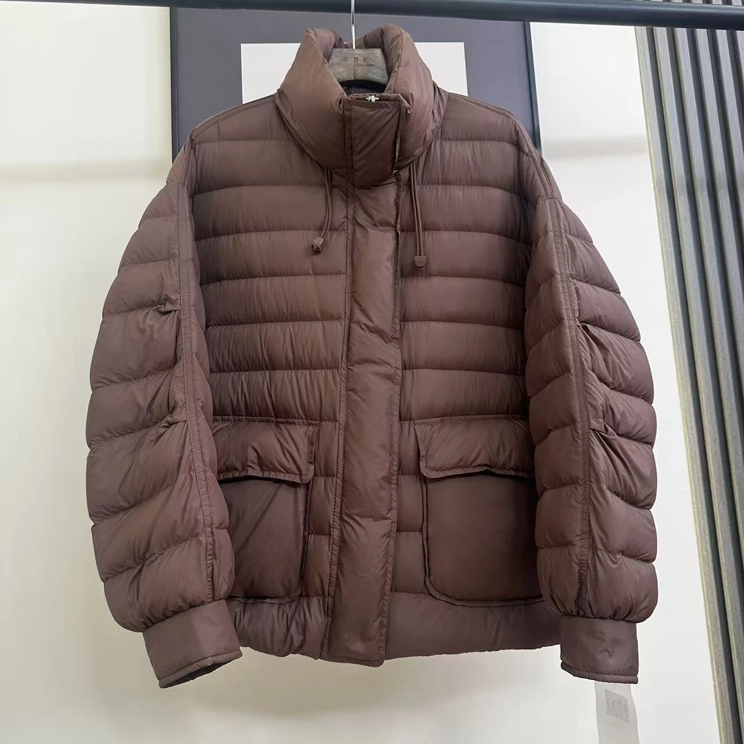 秋冬简约抽绳立领鹅绒服H9015