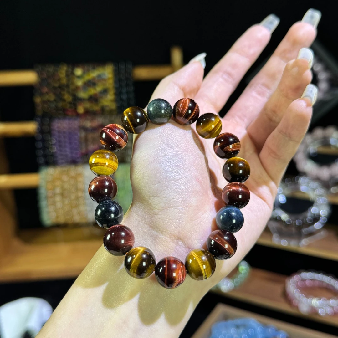 【彩虎眼】天然红虎眼+黄虎眼+蓝虎眼水晶手串手链设计精致轻奢礼物