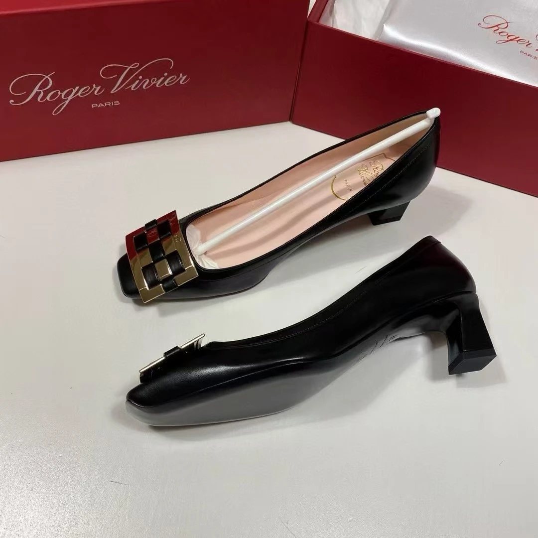 未使用 Roger Vivier/罗杰·维威耶 /六六/女编织扣皮面高跟鞋