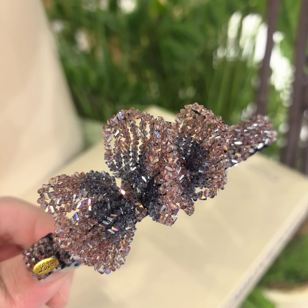 【庄生晓梦蝶】精品水晶暮山紫霞光色双拼编织蝴蝶十公分弹夹5664