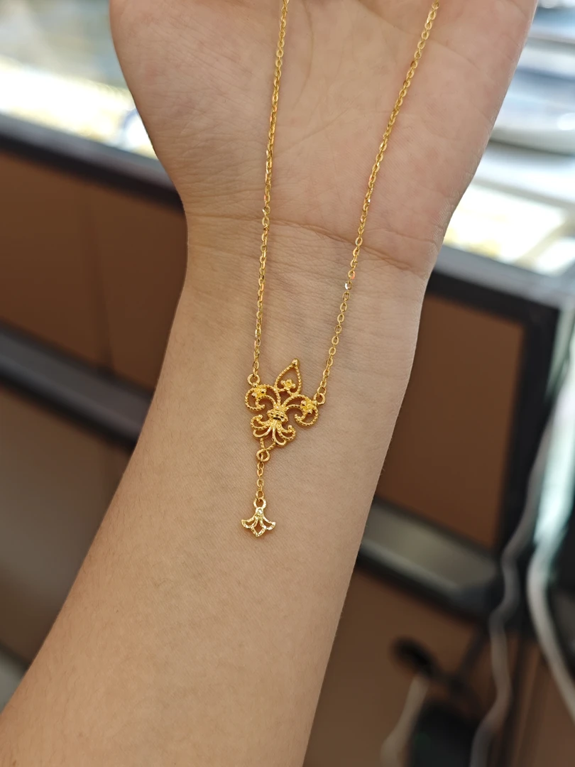 【桃觅】足金999蝴蝶鸢尾花套链