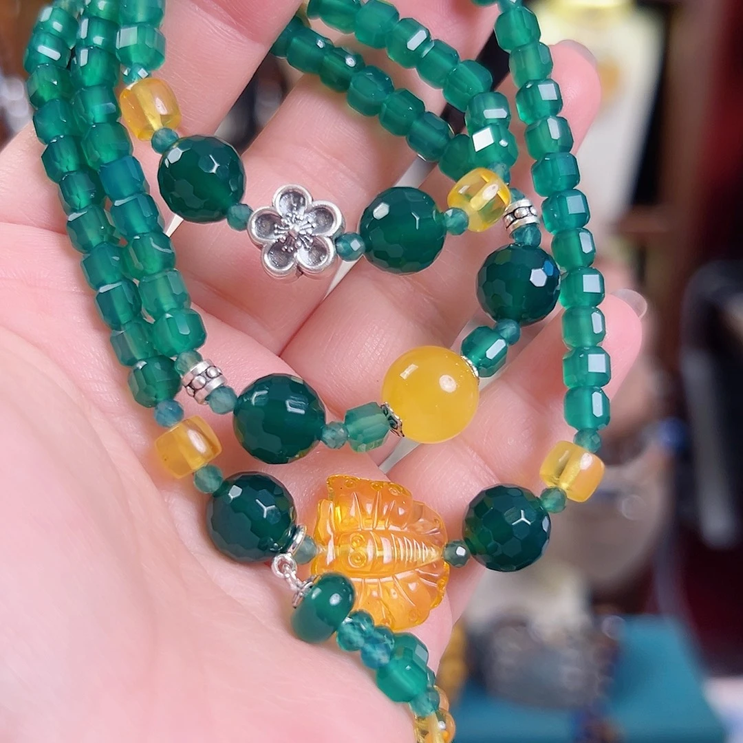 玛瑙银S925镶嵌手链国风