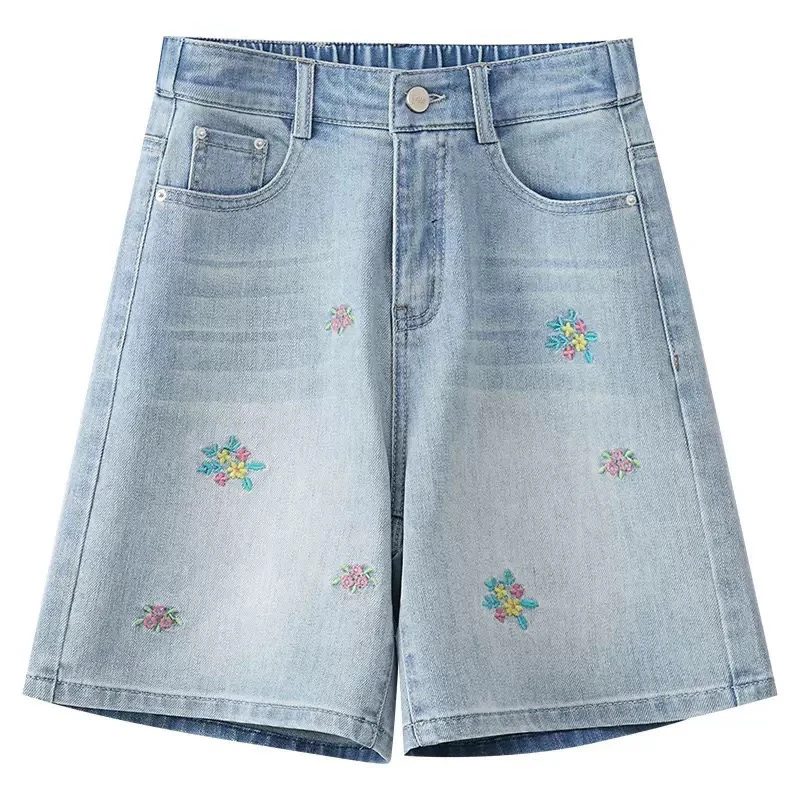 五分牛仔短裤女春夏2025新高腰显瘦A字阔腿裤外穿靴裤百搭3590