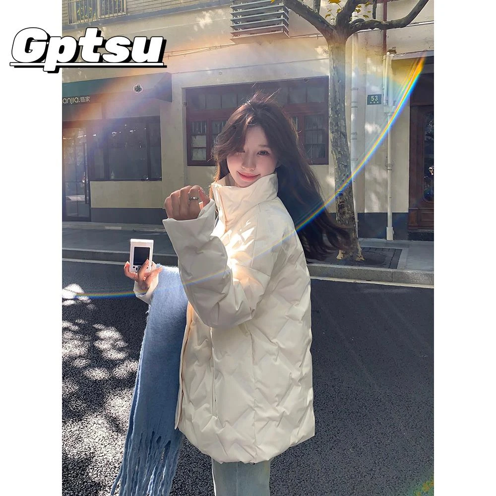 GPTSu短款羽绒服女新款冬季男女情侣加厚小众美式小个子菱格外套