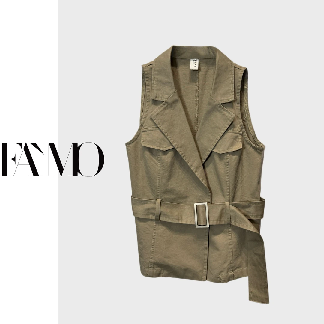 FAMO女装 2025夏装时尚休闲修身马夹无袖潮流牛仔马甲女 90470211