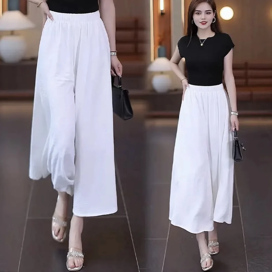 流行阔腿裤裙女夏季薄款2025新款高腰垂感九分裙裤子
