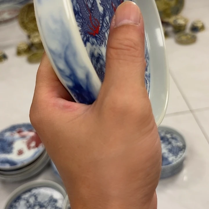 瓷片釉里红墨龙吸水大胡乘景德镇