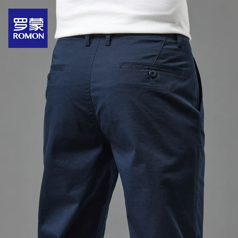 罗蒙裤子男夏季薄款轻奢商务休闲裤2025新款宽松直筒裤纯色男裤子