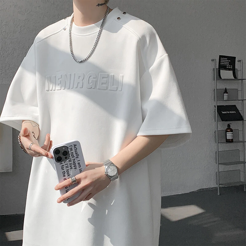 美式高街重磅钢印解构短袖T恤男款夏季cleanfit潮牌宽松半袖上衣