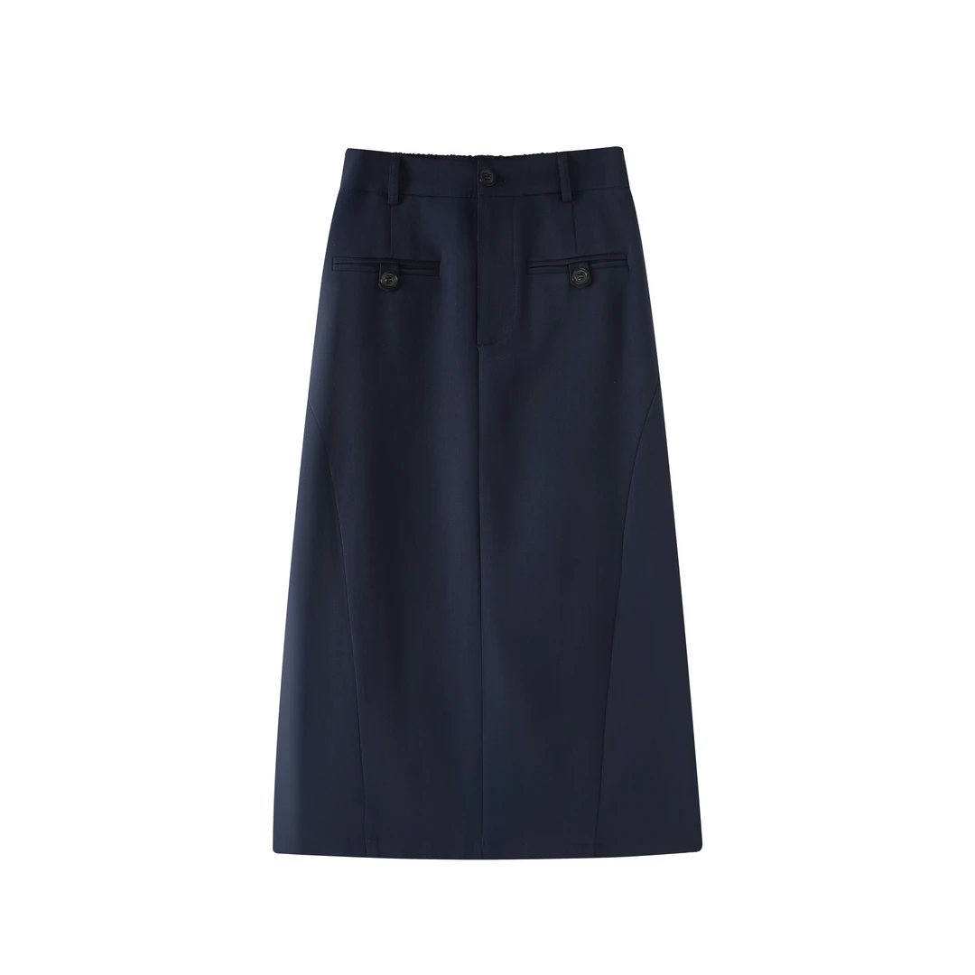 慕兔法式高腰中长款半身裙2024夏季新款小个子时尚百搭显瘦a字裙