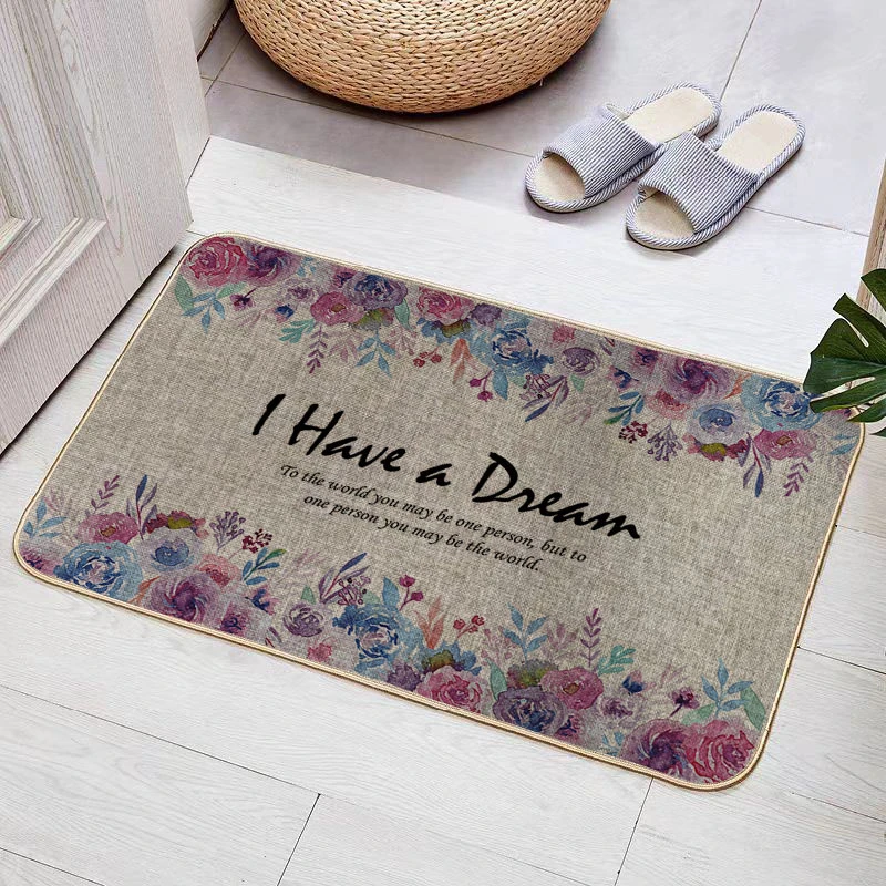 01-30新款吸水防滑入户口地垫地毯耐磨简约植物花卉玄关进门垫子