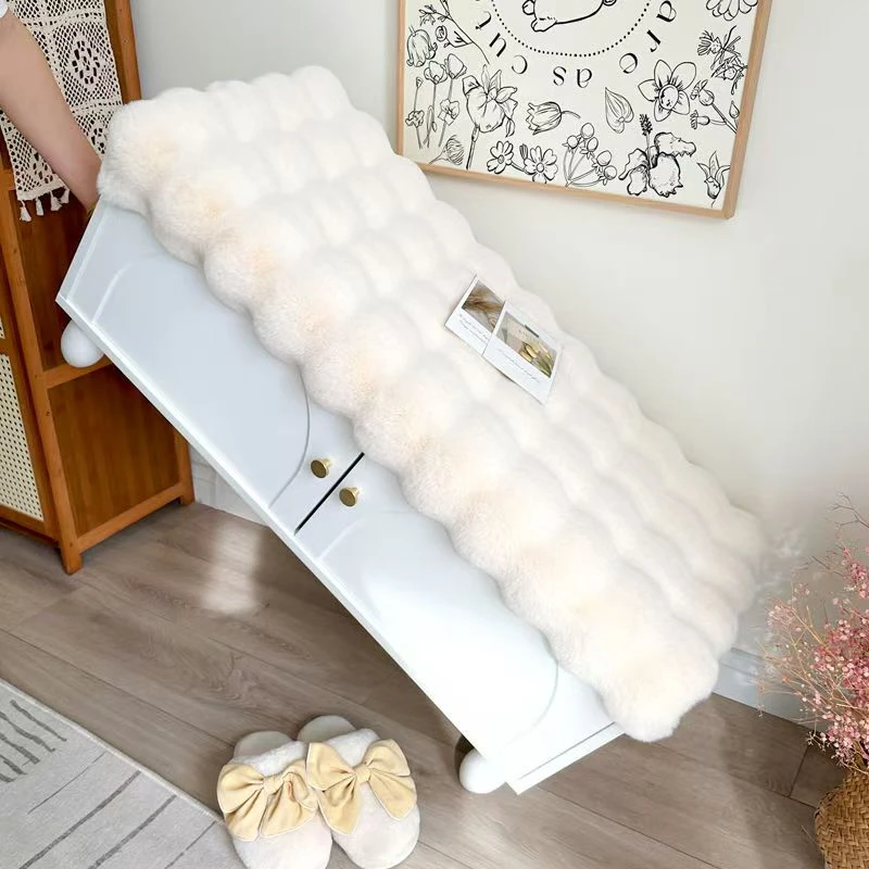 兔毛绒玄关换鞋凳防滑坐垫加厚屁垫入户卡座鞋柜垫防滑椅子垫定制