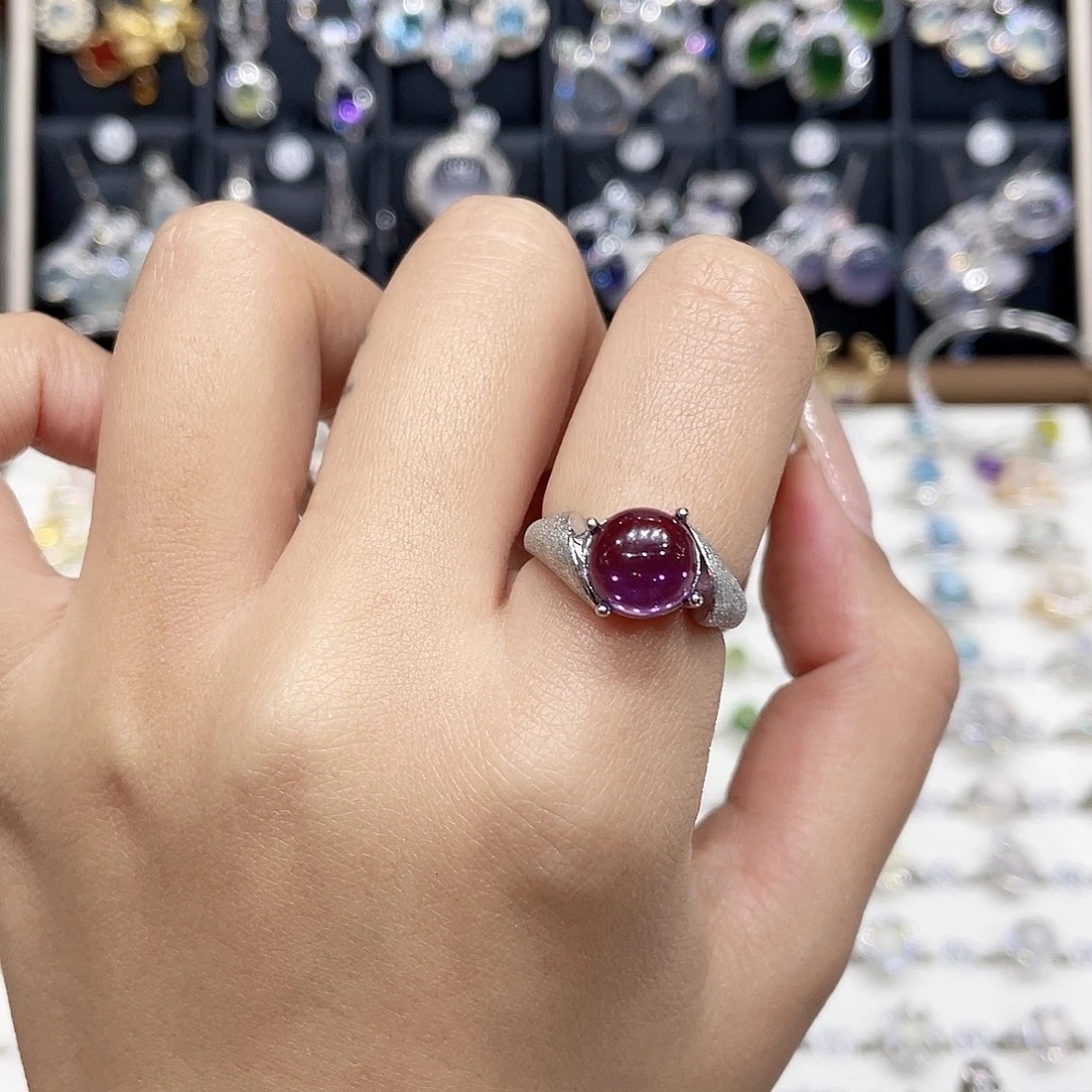 脑***吖紫晶戒指银S925镶嵌