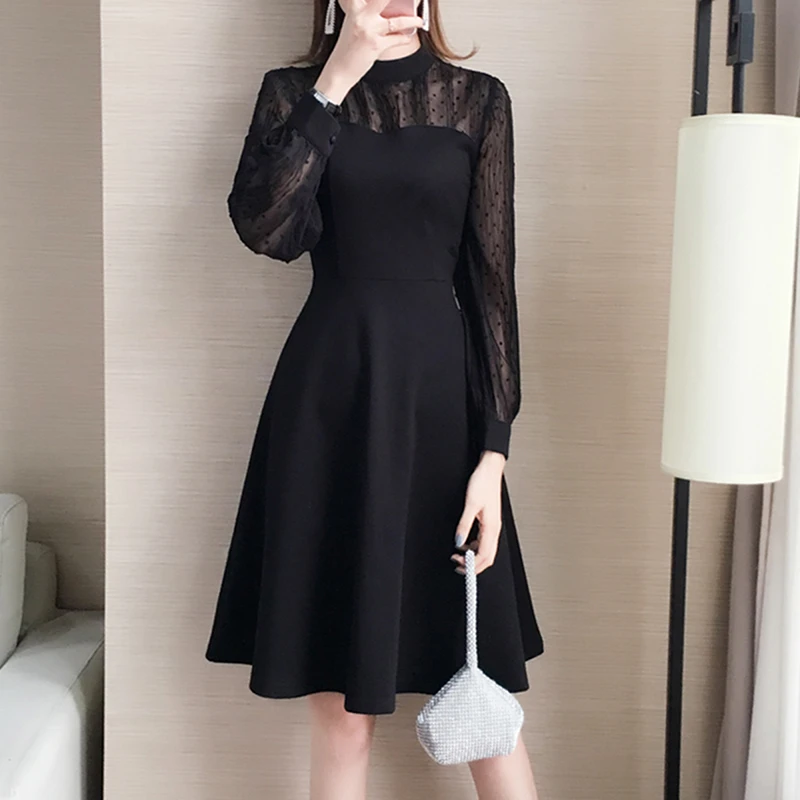 大码女早秋2025新款礼服高级感气质连衣裙减龄显瘦衣服黑色裙子秋