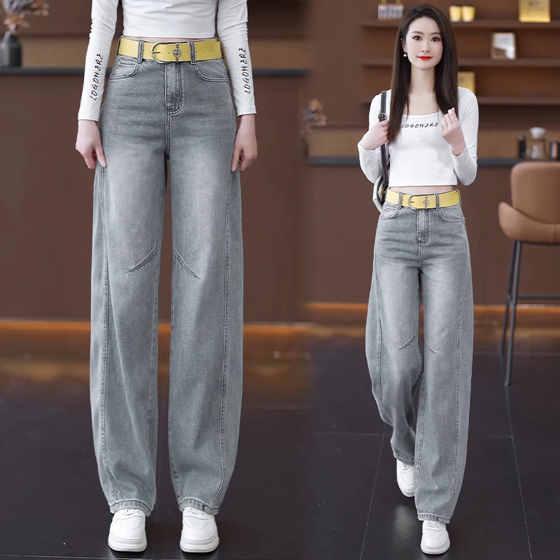 高端阔腿弯刀牛仔裤女秋季2025新款今年流行爆款高腰显瘦香蕉裤子