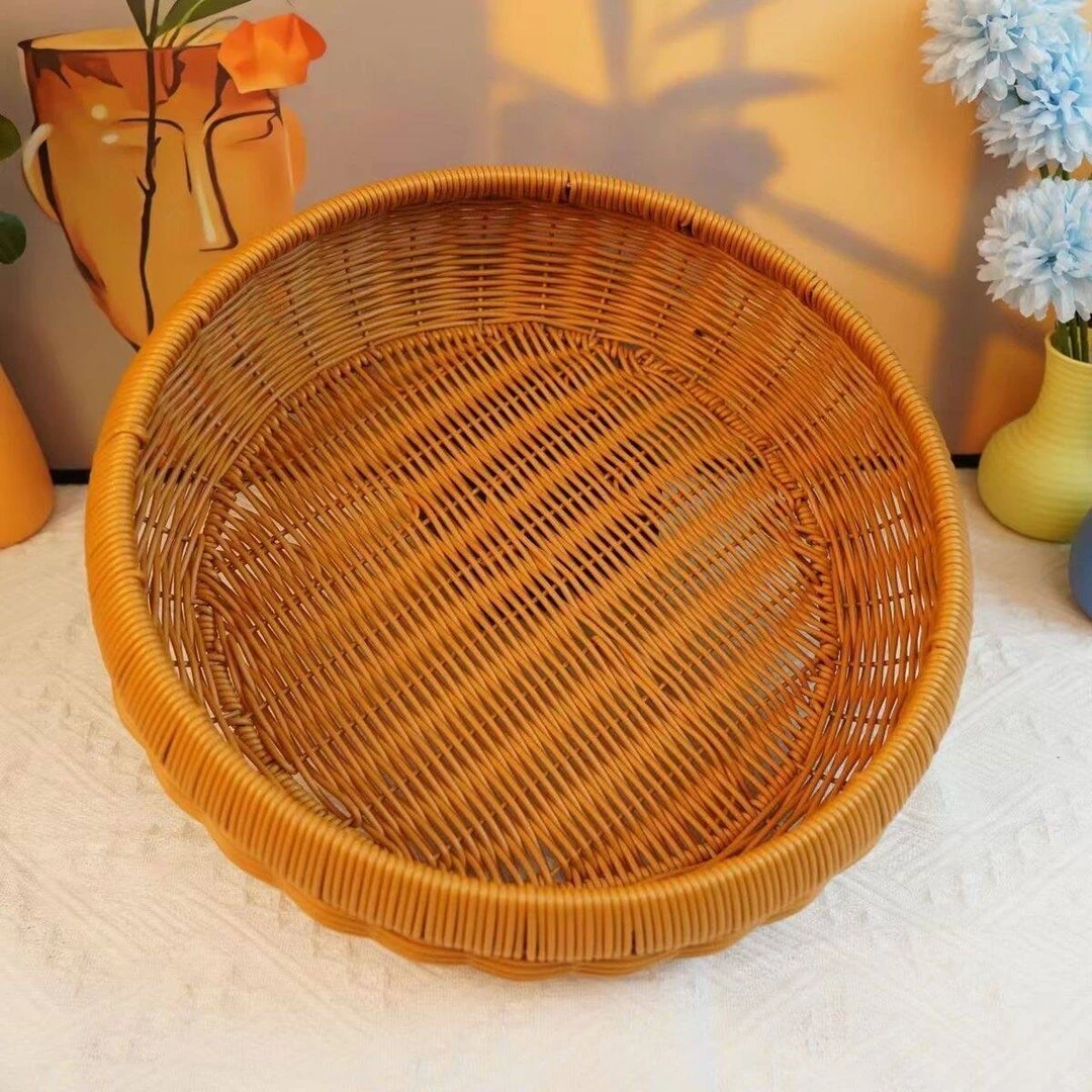 家用编织收纳筐藤编水果收纳篮菜篮子馒头筐簸箕晒筐储物pp收纳箱