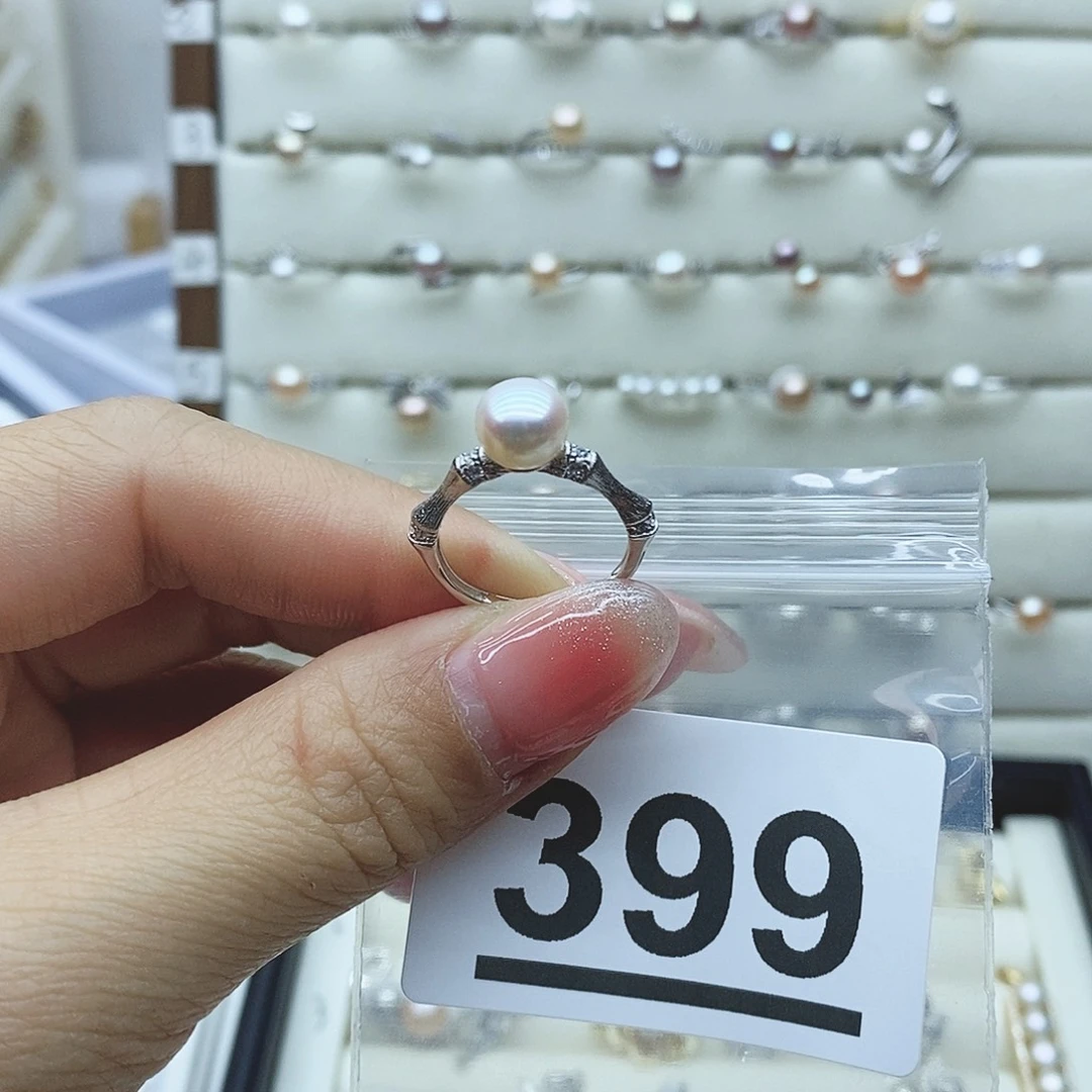 淡水珍珠戒指银S925镶嵌心**澜399