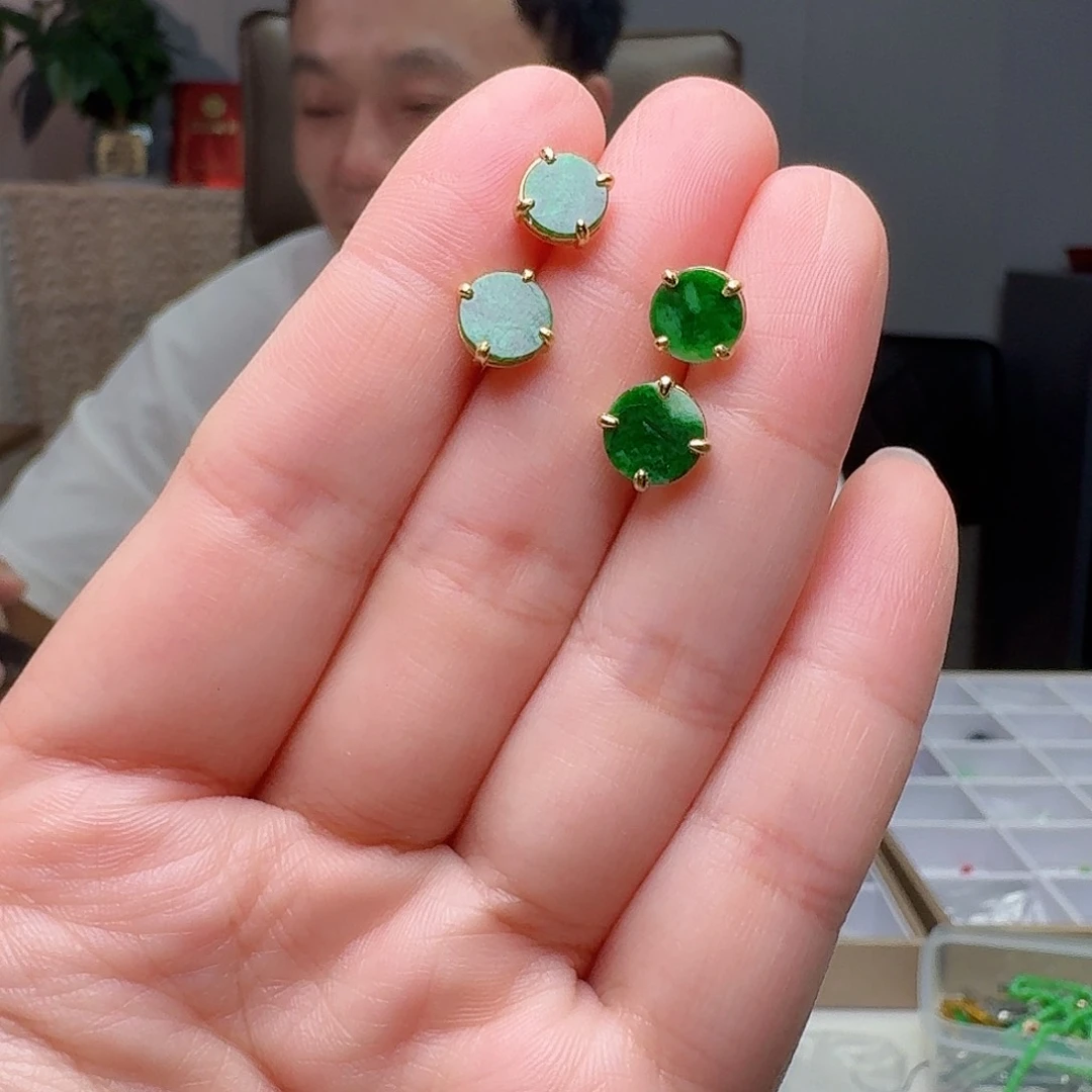 翡翠银S925镶嵌耳饰多样性发货其一