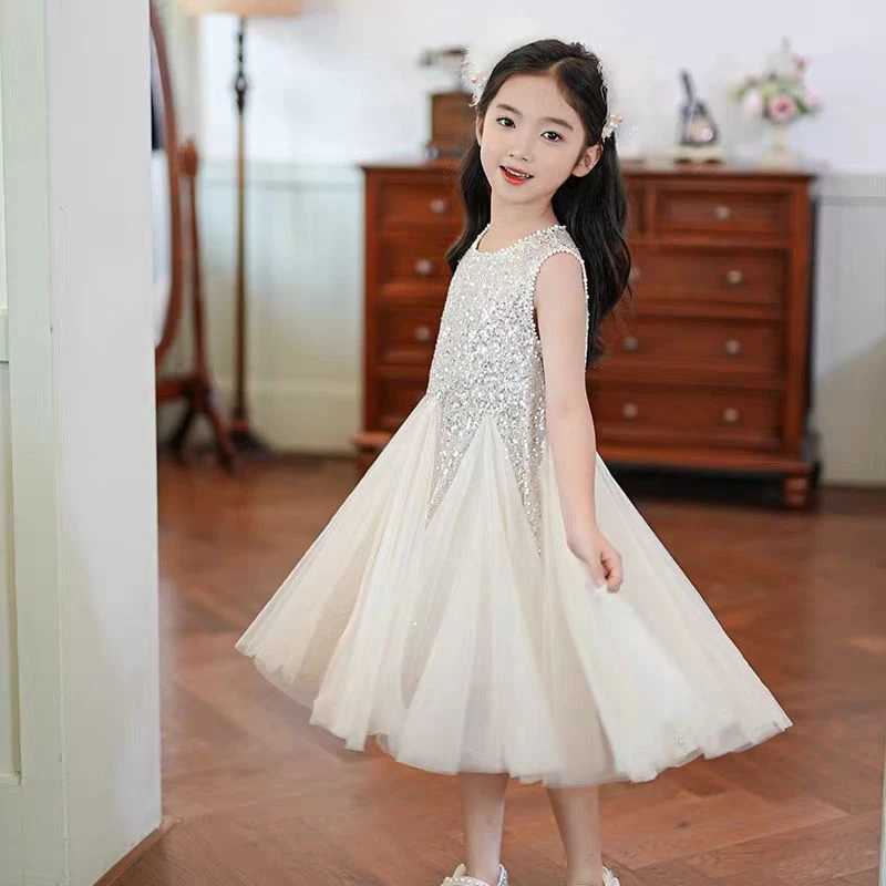 女童夏天连衣裙2025新款高端宴会漫天星河亮片公主裙公主纱裙