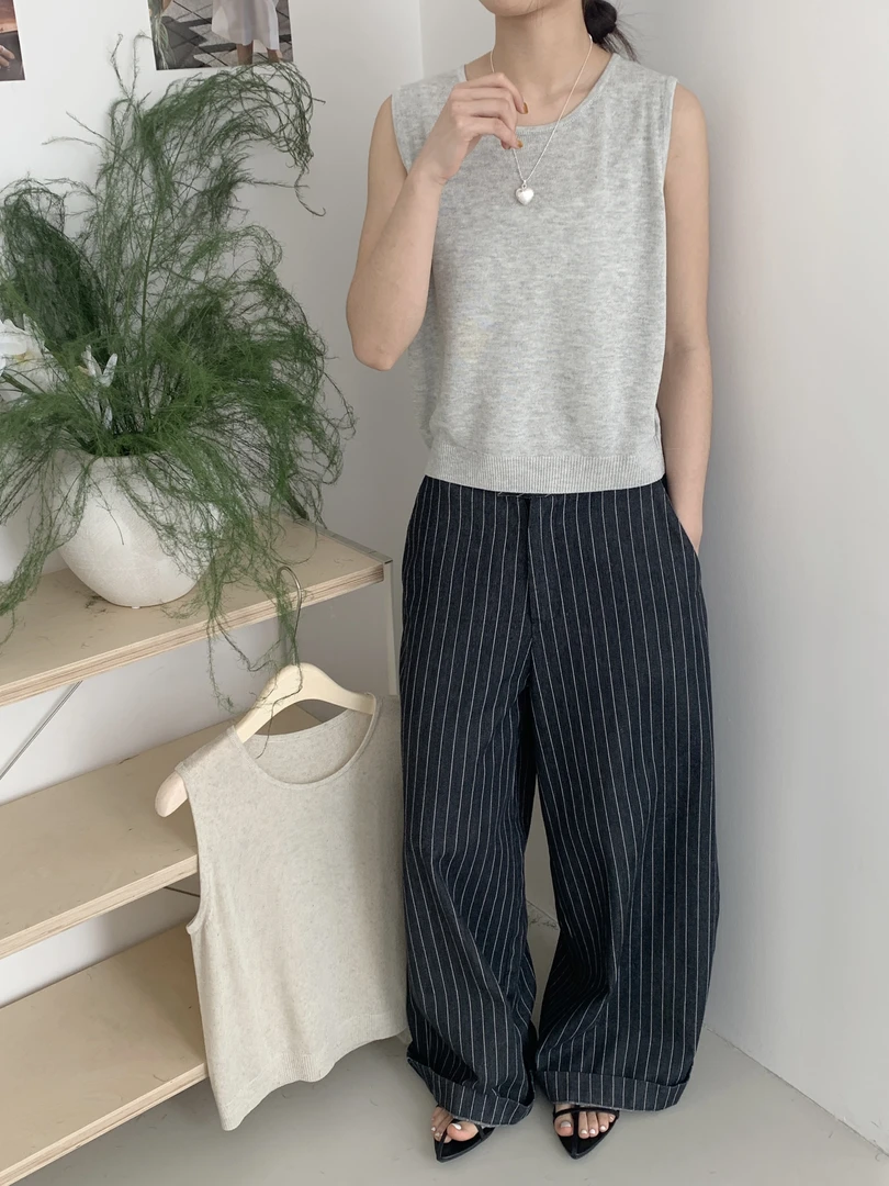 【DUODUO 969998】新款韩版无袖女休闲宽松显瘦亚麻莱赛尔针织衫