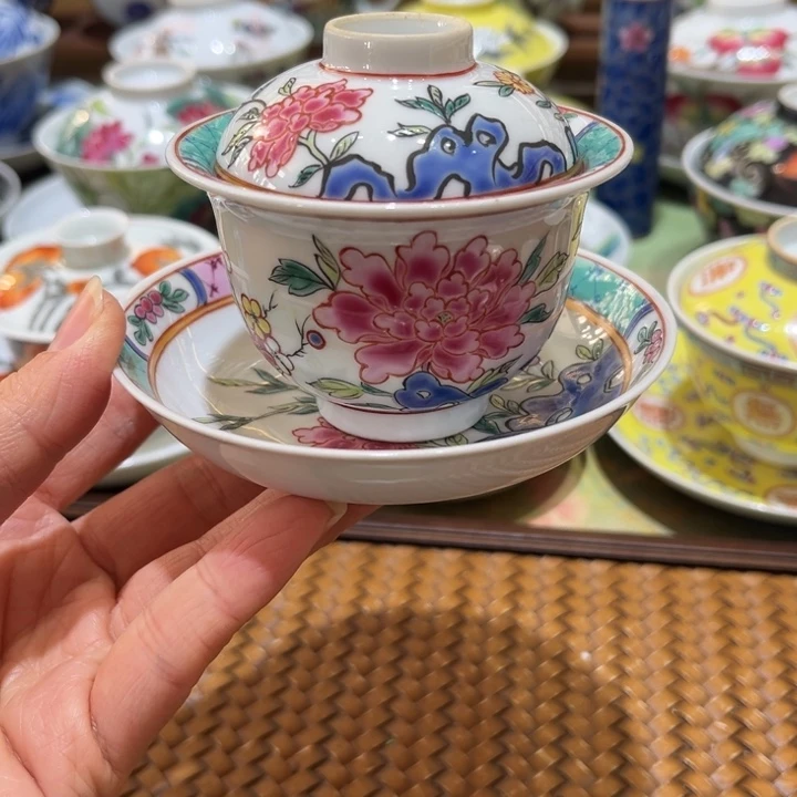 手绘茶杯盖碗陶瓷
