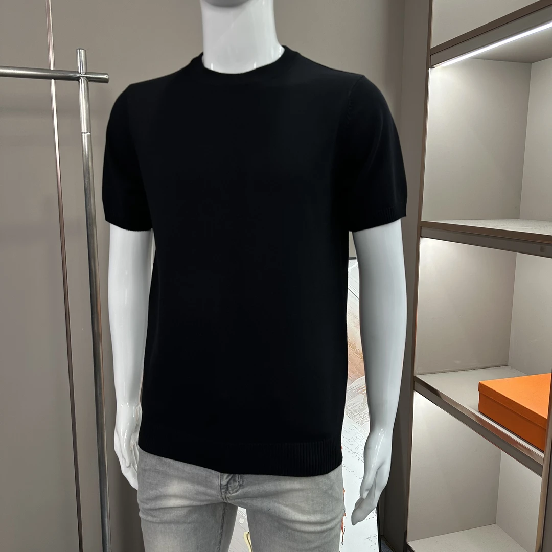 秋冬季男士短袖针织衫套头纯色通勤穿搭百搭打底衫圆领修身半袖
