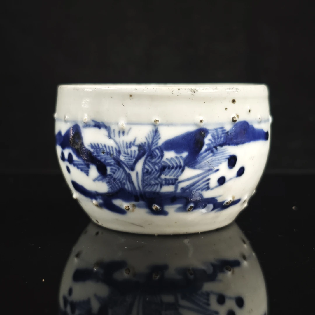 晚清 青花鼓钉洗WG-0012-高度5.5 口径8