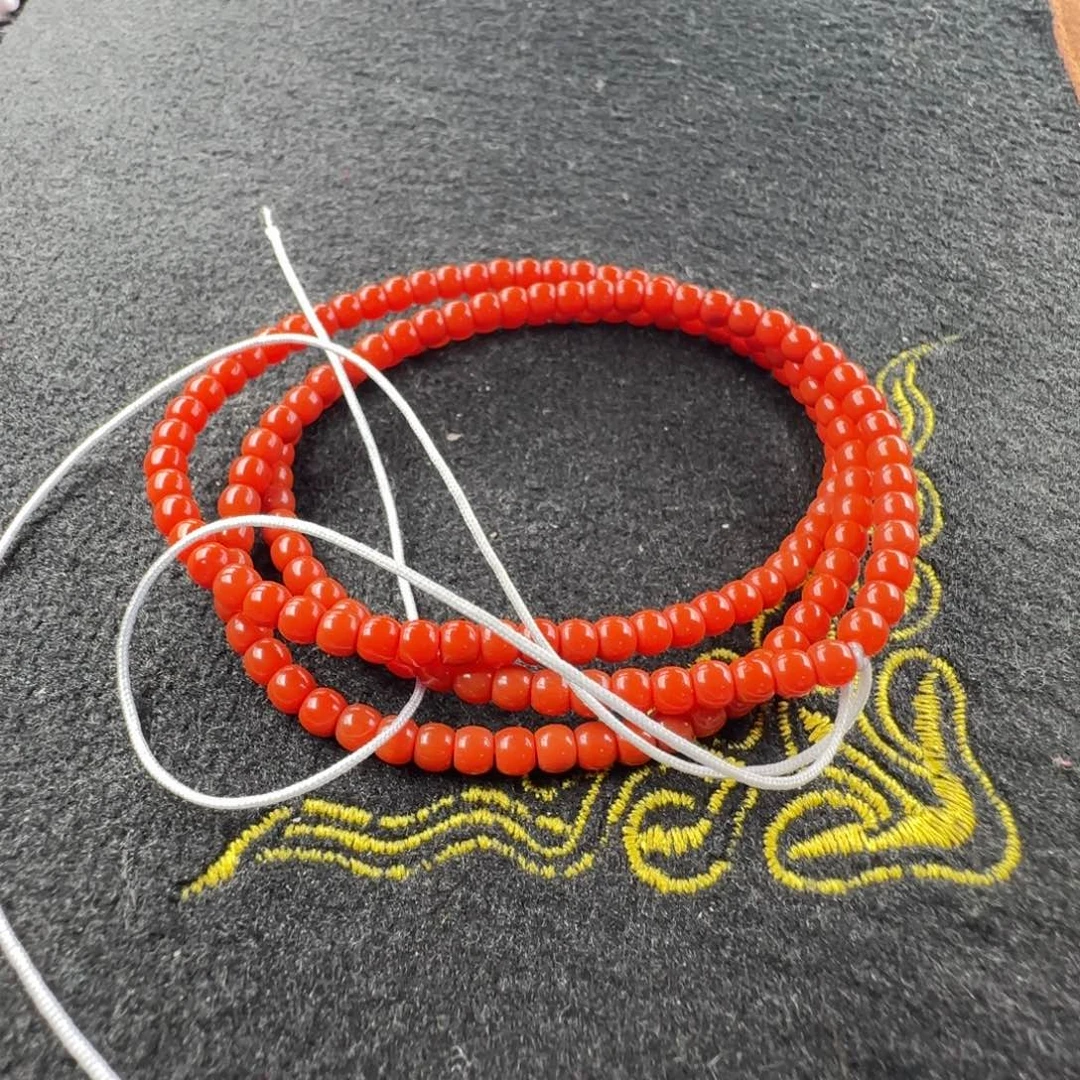 未镶嵌4mm柿子锦老型多圈南红玛瑙