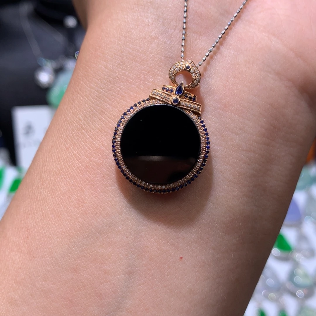 翡翠18K金镶嵌吊坠(不含链)