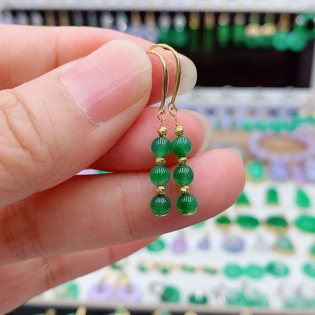 翡翠18K金镶嵌耳饰