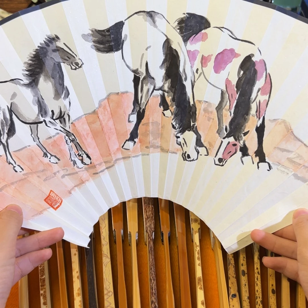 扇子扇面骏马奔奔奔