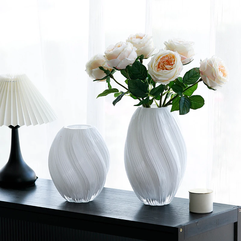 北欧风轻奢大号麦芽糖玻璃花瓶插花鲜花仿真花器客厅餐桌家居摆件