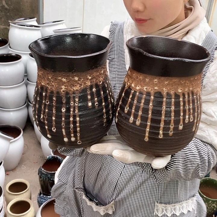 紫砂花盆瑕疵口15高20瑕疵