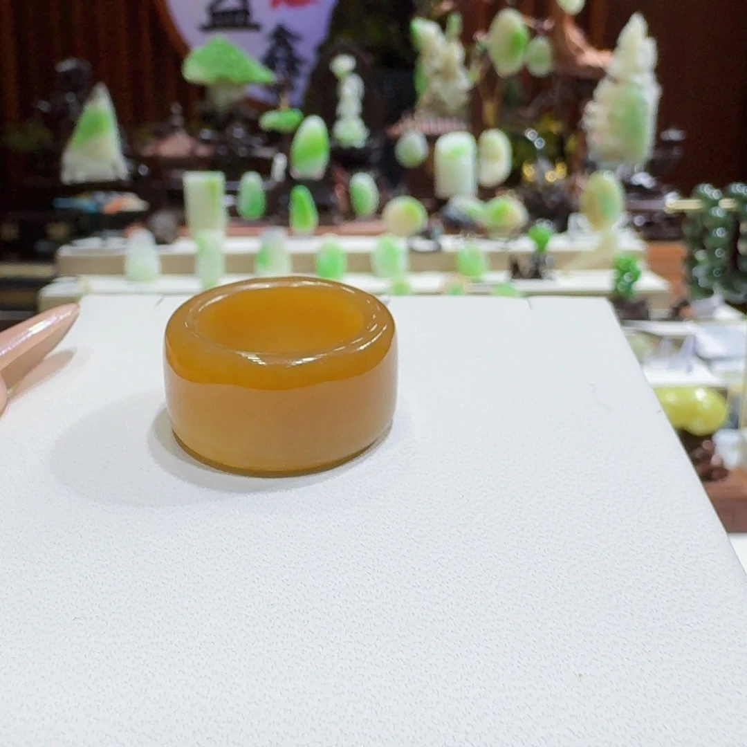 和田玉（糖玉）未镶嵌挂件糖戒宽版1718