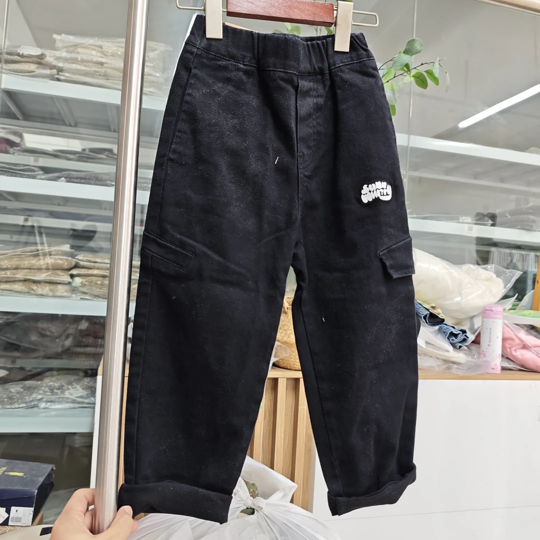 T2099黑色日系休闲长裤【120-160】（非质量不退换）