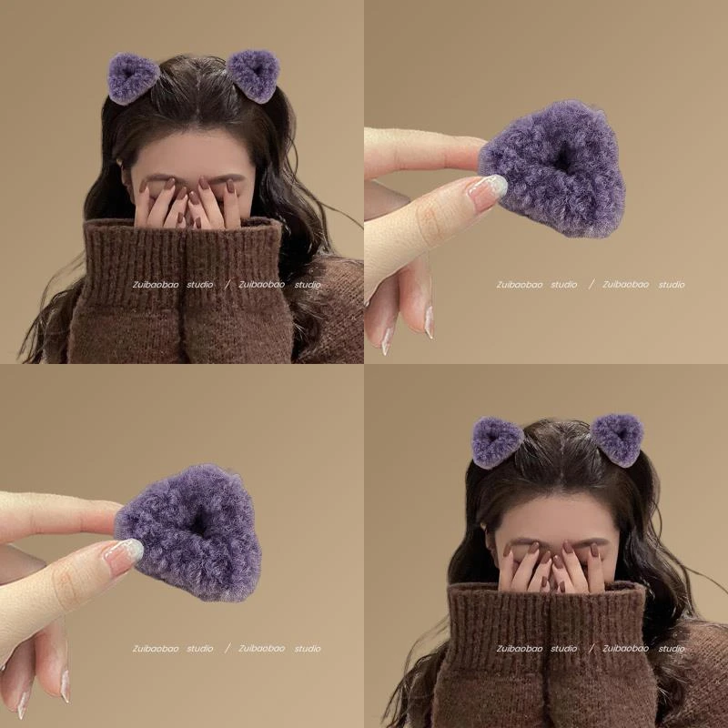 晚晚紫色！毛绒公主头三角小号抓夹！侧边刘海碎发发夹发卡头饰女