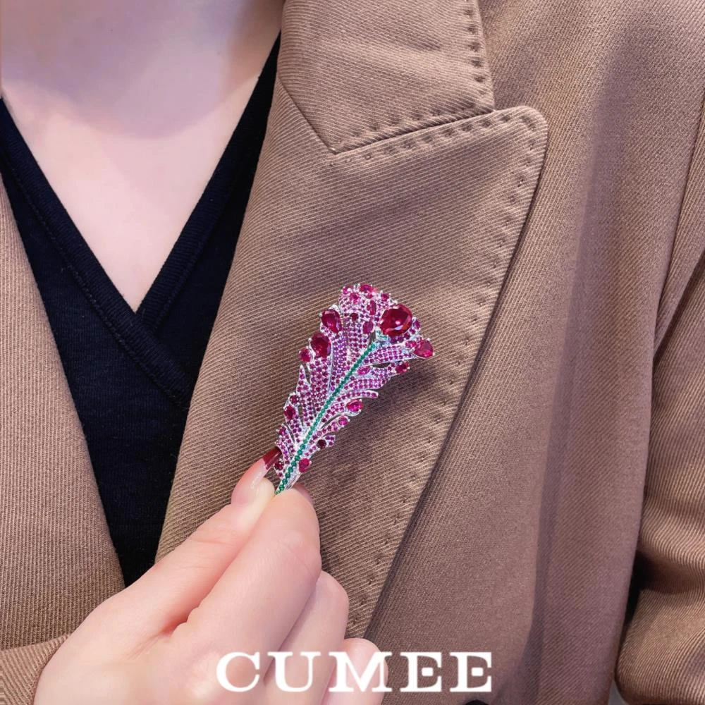 足银羽毛胸针 冬季外搭设计款时尚羽毛胸针.银镀金