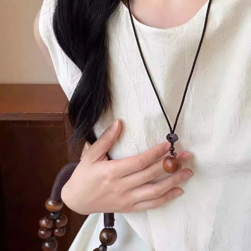 非金属布艺项链 可打开苹果吊坠项链女复古民族风长款毛衣链配饰