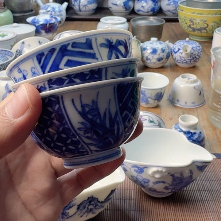 马***普青花瓷器杯子茶具