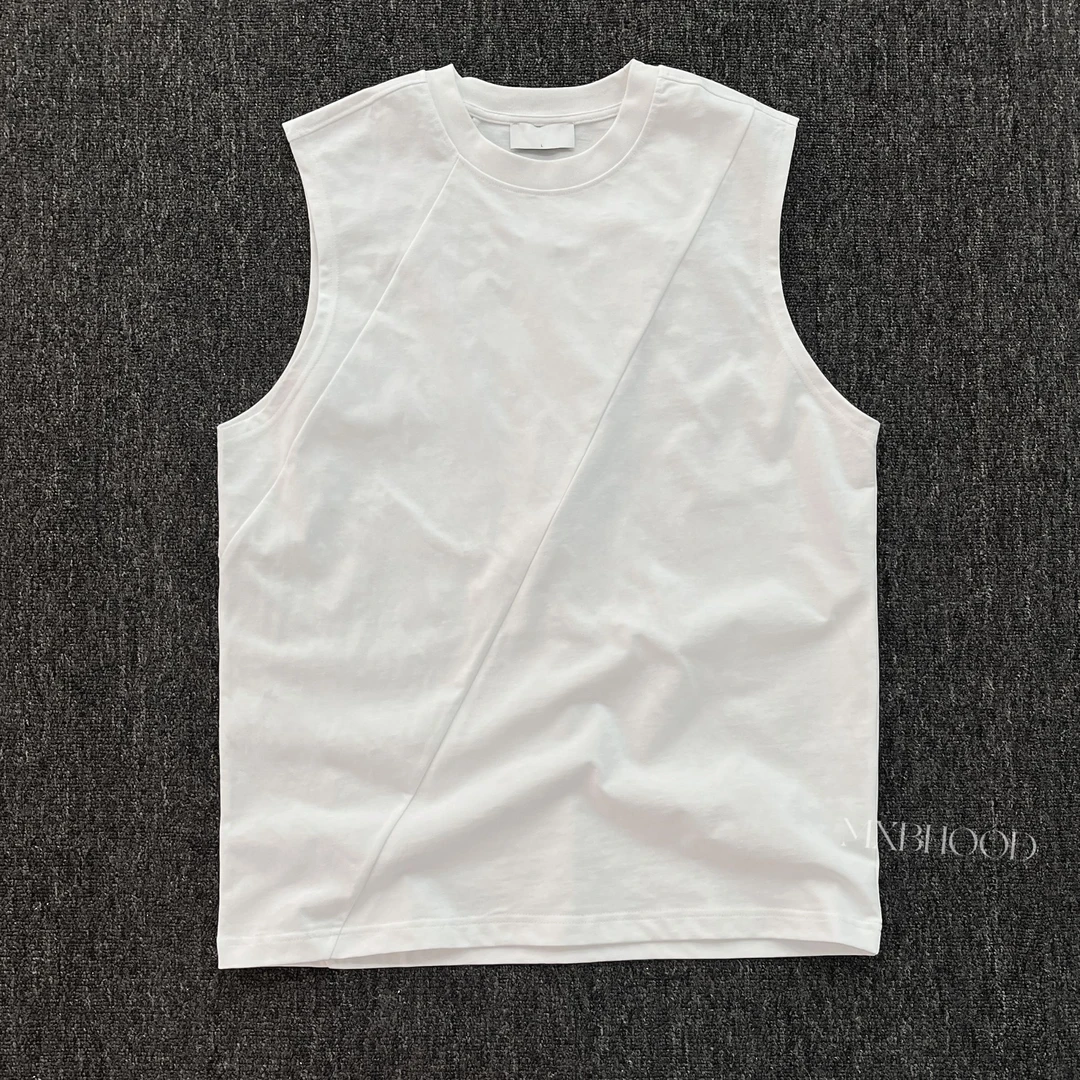 【阿信】25夏季新品休闲多裁片拼接圆领运动百搭纯色简约健身背心