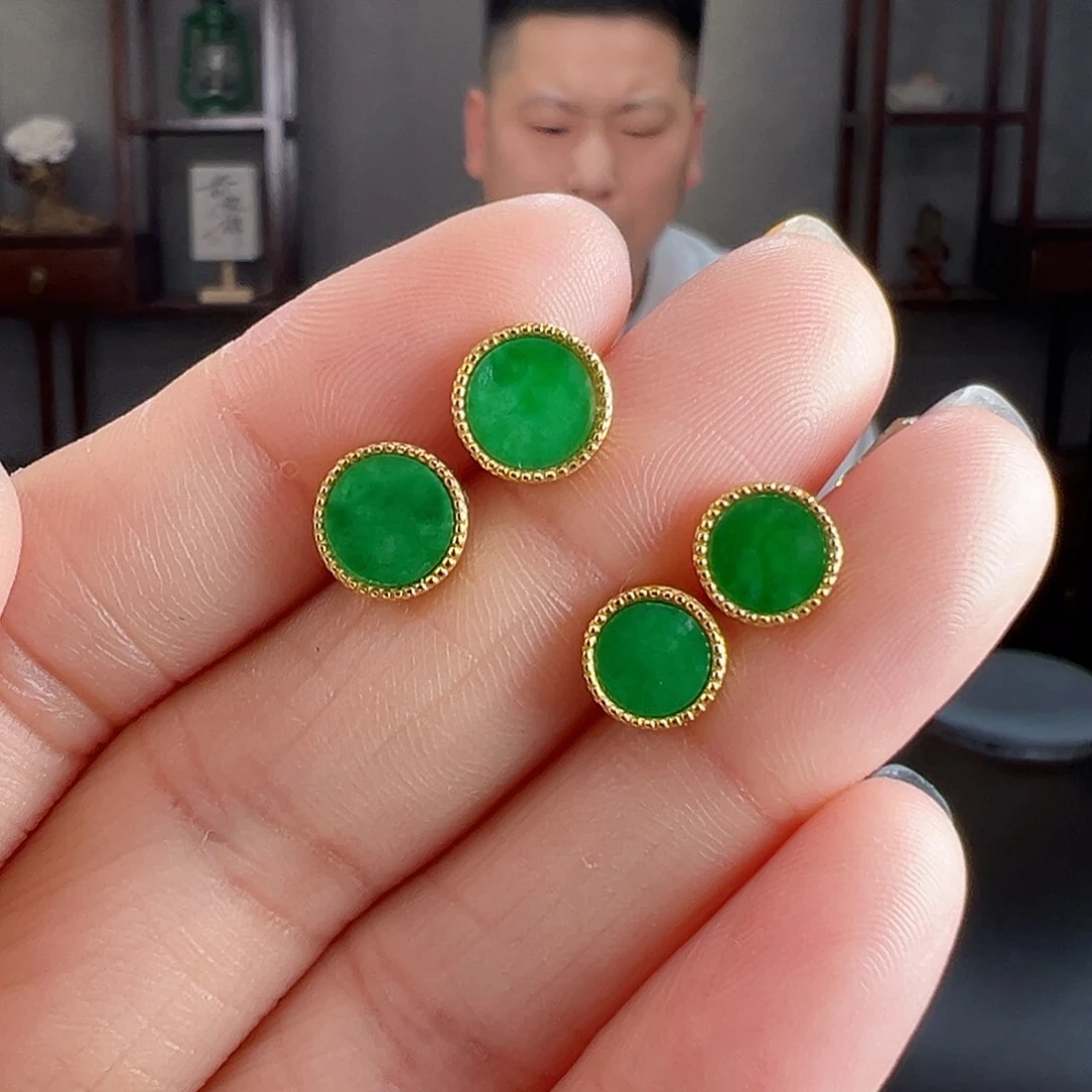 翡翠银S925镶嵌耳饰耳环多样性发货一副