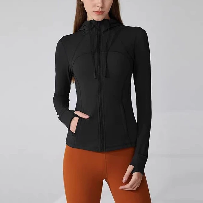 SC24475 立体修身显瘦瑜伽服女士春秋运动跑步健身高弹连帽外套