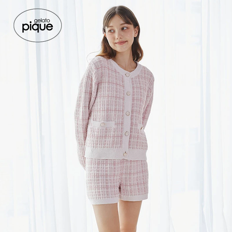 gelato pique24秋冬新品女睡裤小香风格纹针织短裤外穿PWNP245129