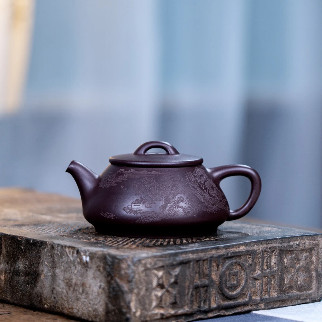 吴敏老师创新作品【乐瓢】紫砂壶原矿老紫泥制，210cc