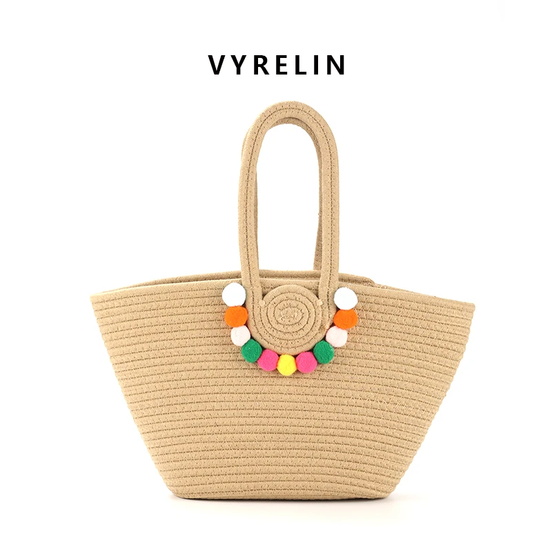 【VYRELIN】手工编织棉绳斜挎包甜美彩球珍珠设计信封小包夏季百搭
