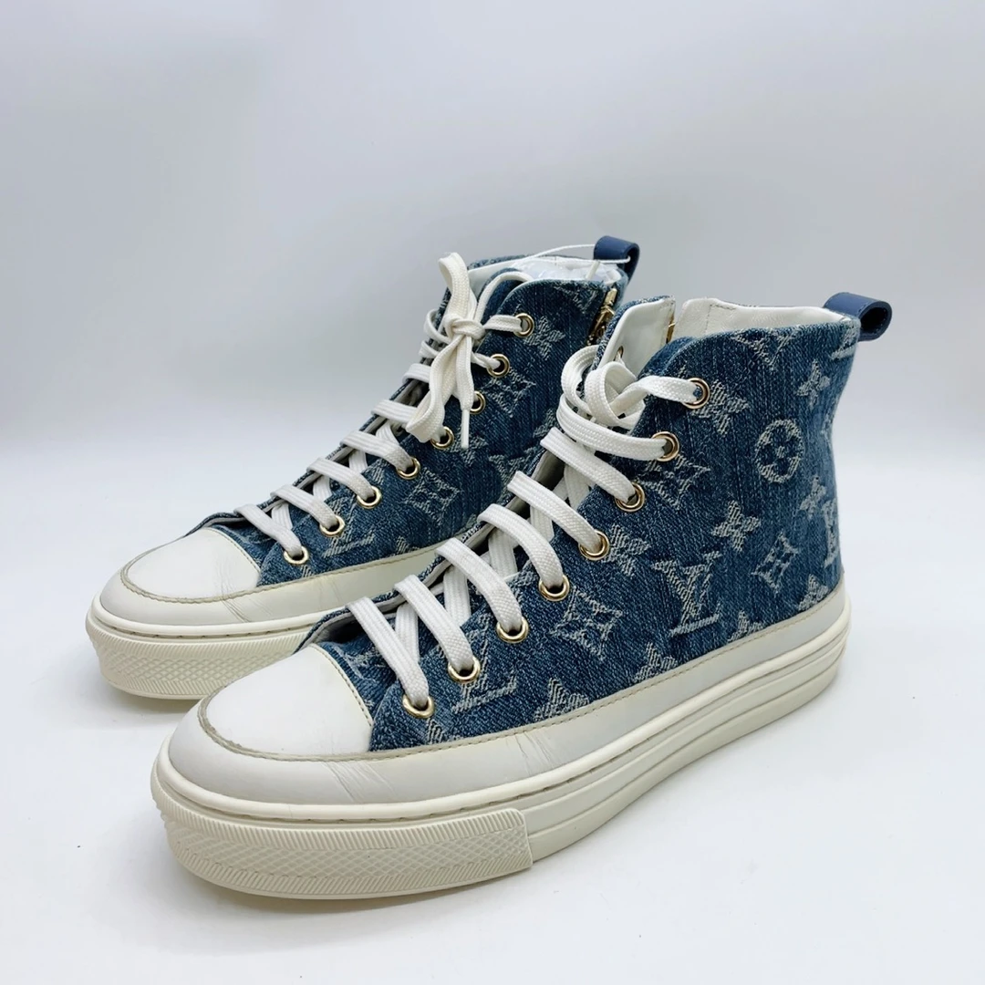 95新 LouisVuitton/路易威登 35.5 36码女士牛仔高帮鞋my302