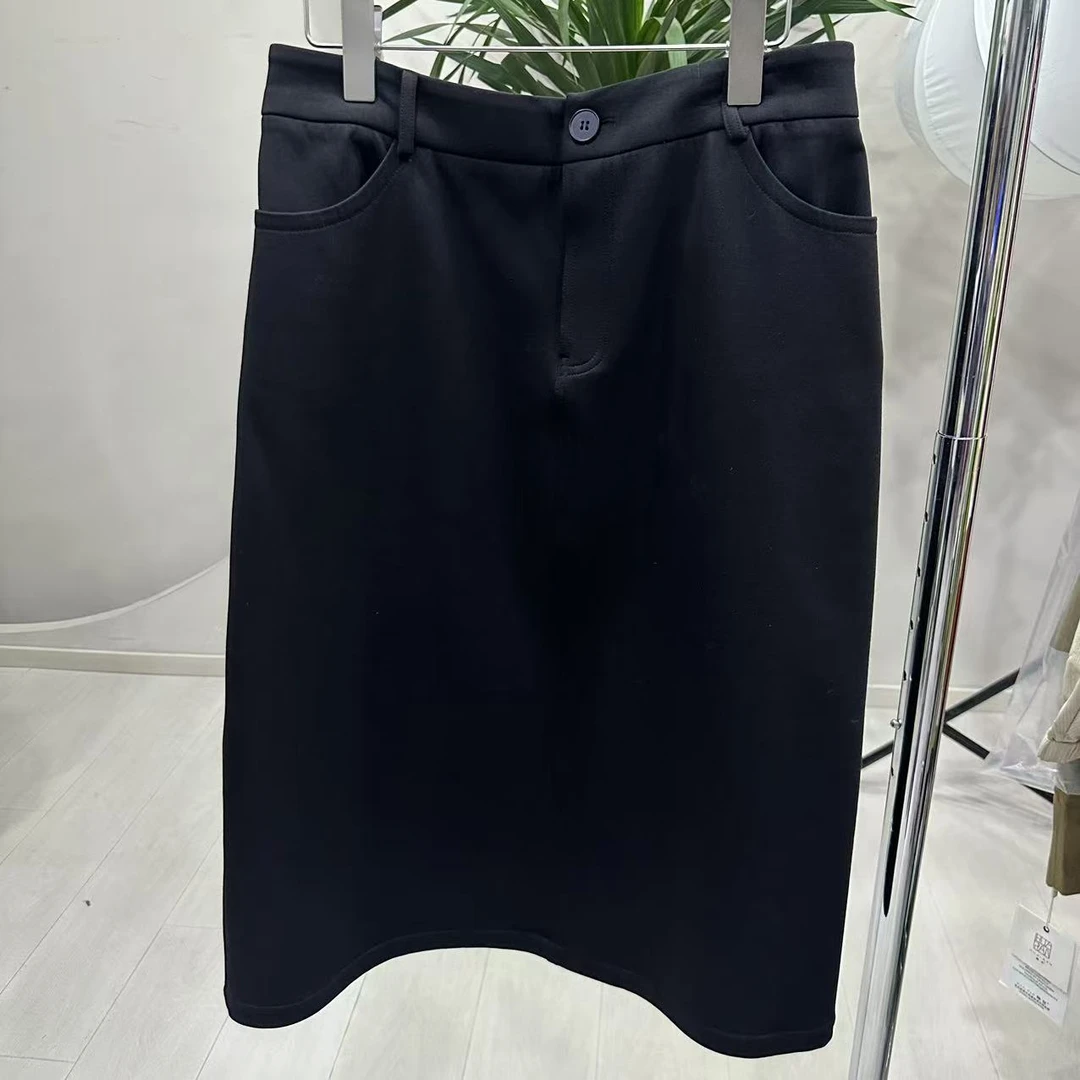 孤品裙子--黑色百搭半身裙35135