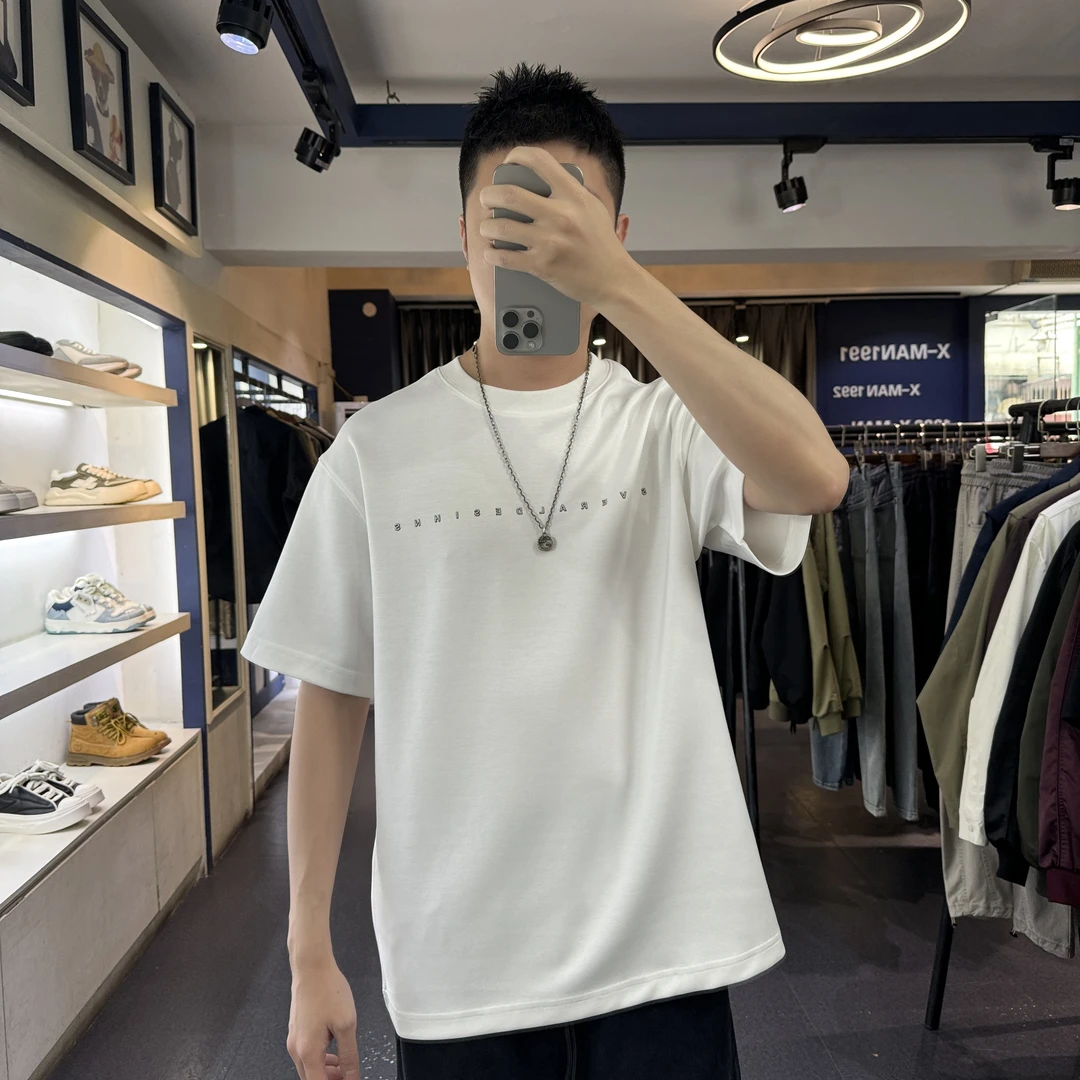 谢生严选【莫代尔Q弹云感T恤】夏季休闲简约撞色袖帅气男士短袖T恤