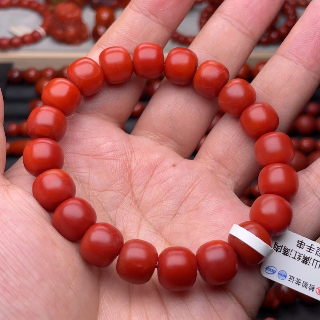 未镶嵌手链南红玛瑙11.6mm顶品收藏保山哑光锦红老型