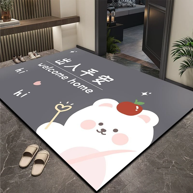 门口地垫硅藻泥防滑地毯入户门玄关除尘脚垫免洗耐脏卡通款门垫